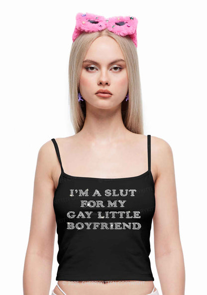 Rhinestone Slxt For My Gay BF Pride Y2K Spaghetti Strap Cami Cherrykitten