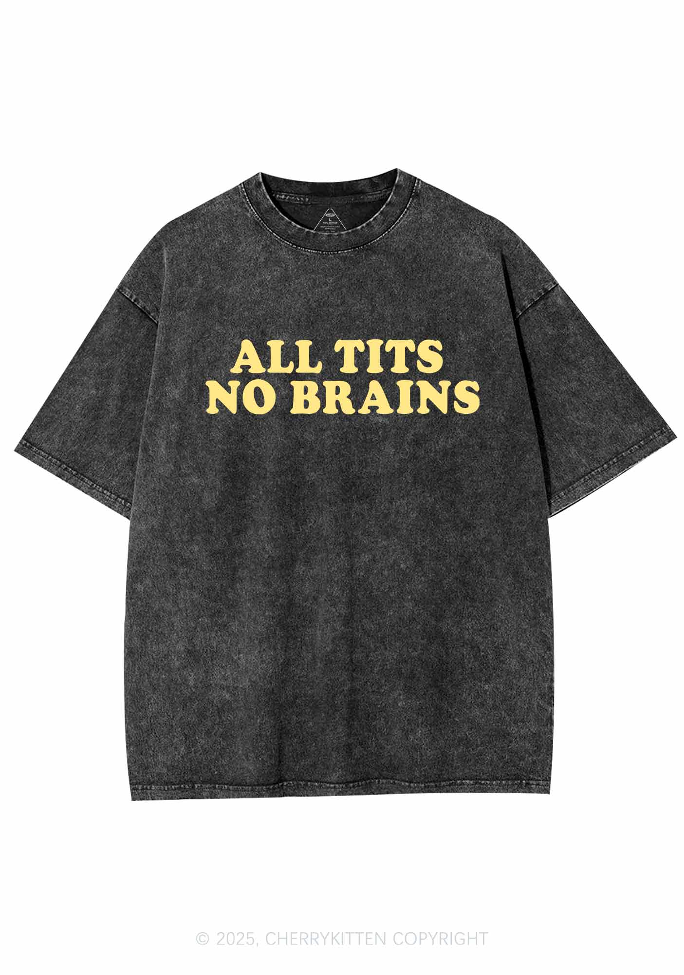 All Txts No Brains Y2K Shirts Washed Tee Cherrykitten