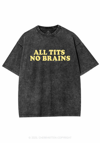 All Txts No Brains Y2K Shirts Washed Tee Cherrykitten