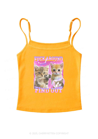 Fxxk Around Cats Y2K Spaghetti Strap Cami Cherrykitten