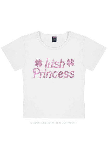 Rhinestone Irish Princess St Patricks Y2K Baby Tee Cherrykitten