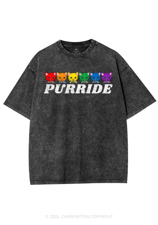 Purride Cat Pride Y2K Shirts Washed Tee Cherrykitten