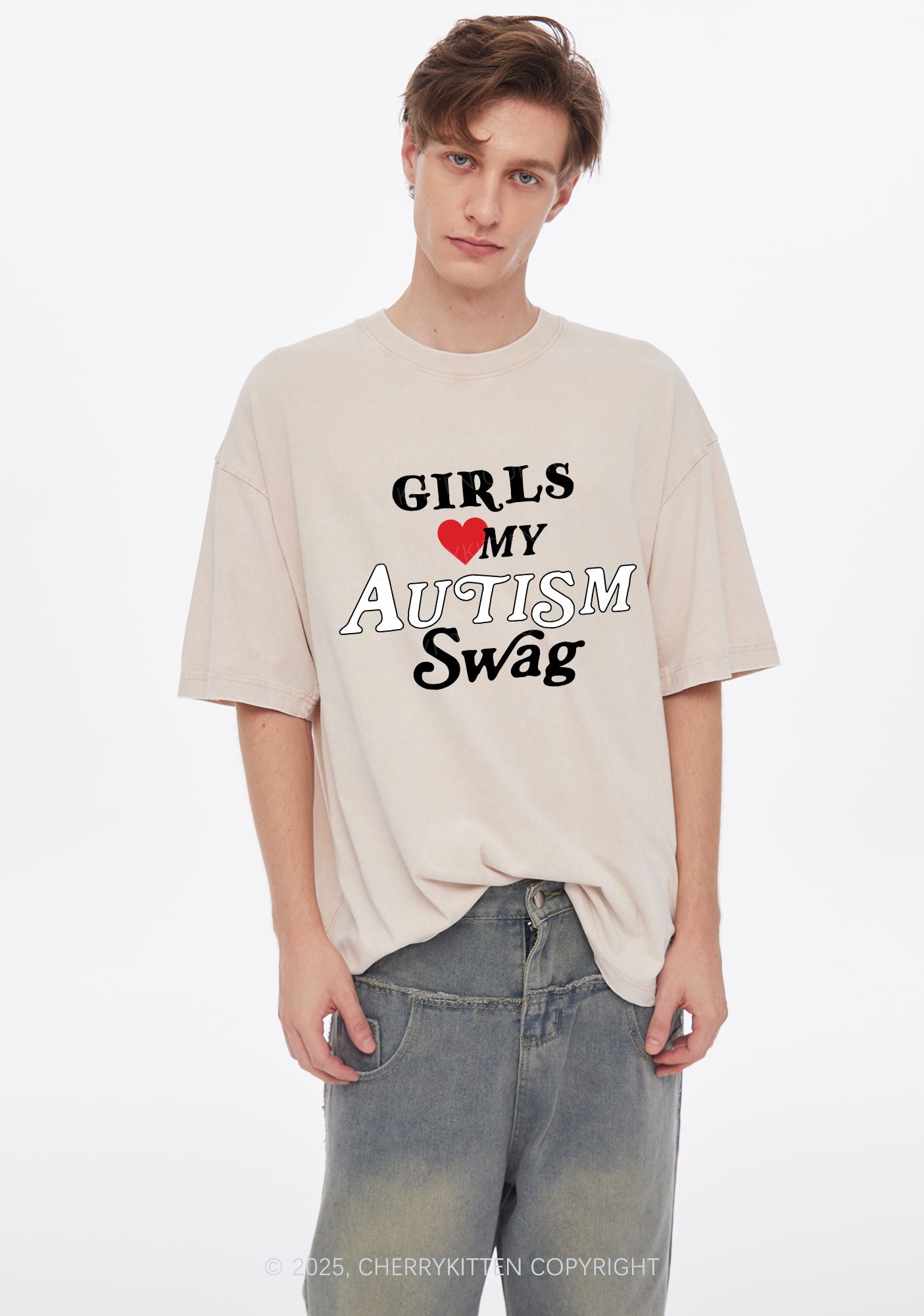 Girls Love Autism Swag Y2K Shirts Washed Tee Cherrykitten