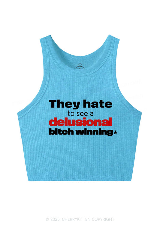 Delusional Bxtch Winning Y2K Crop Tank Top Cherrykitten