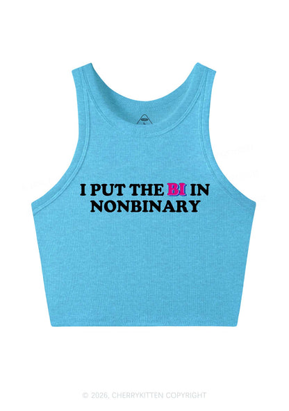 I Put The Bi In Nonbinary Pride Y2K Crop Tank Top Cherrykitten