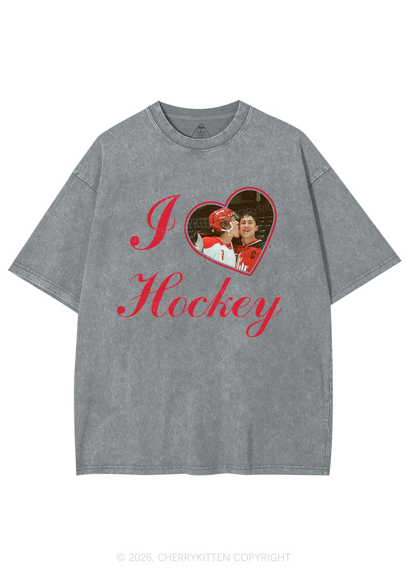 I Love Hockey HR Y2K Shirts Washed Tee Cherrykitten