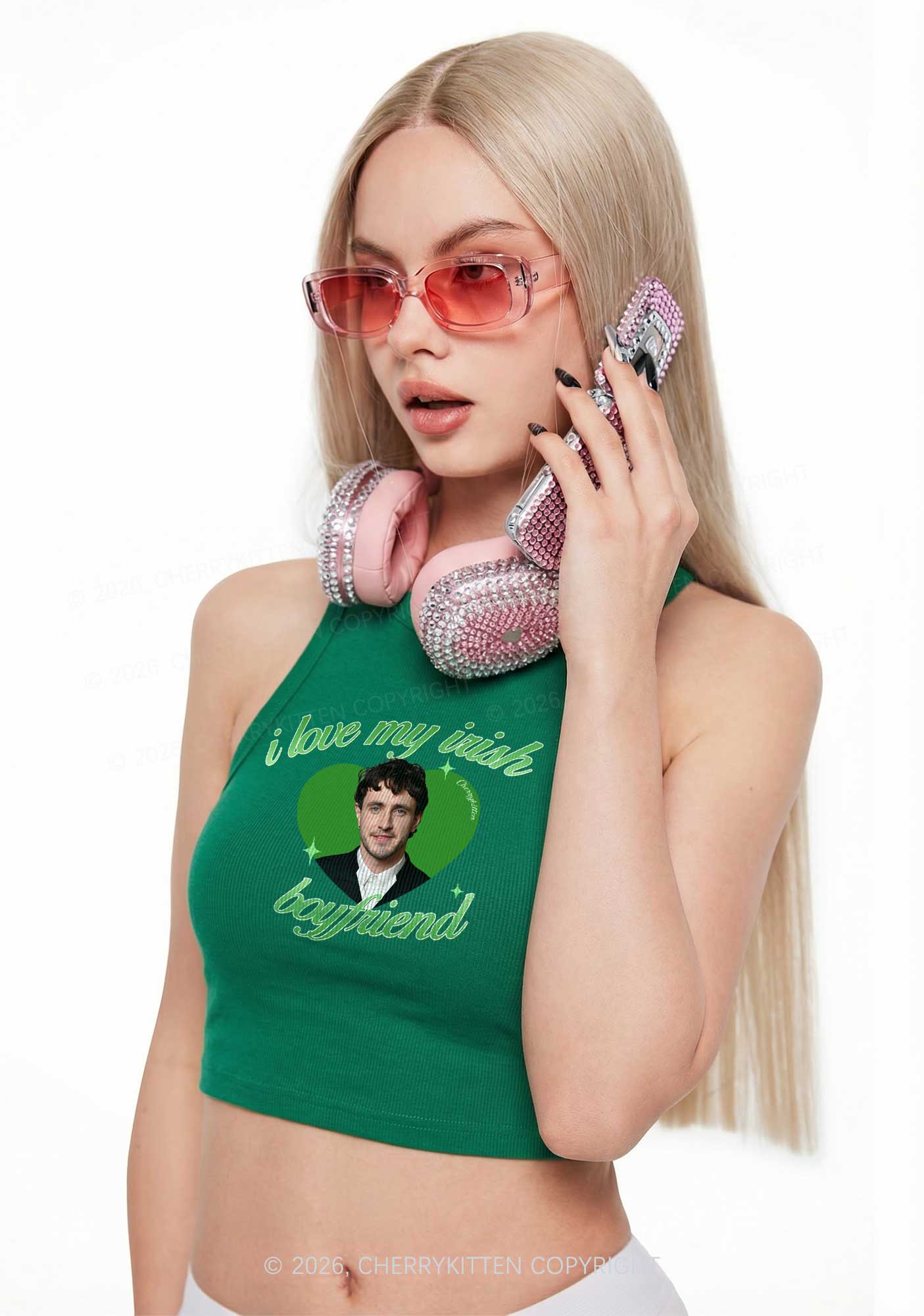 Custom Love My Irish Boyfriend St Patricks Y2K Crop Tank Top Cherrykitten
