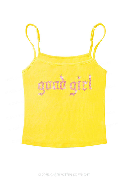 Rhinestone Good Girl Y2K Spaghetti Strap Cami Cherrykitten