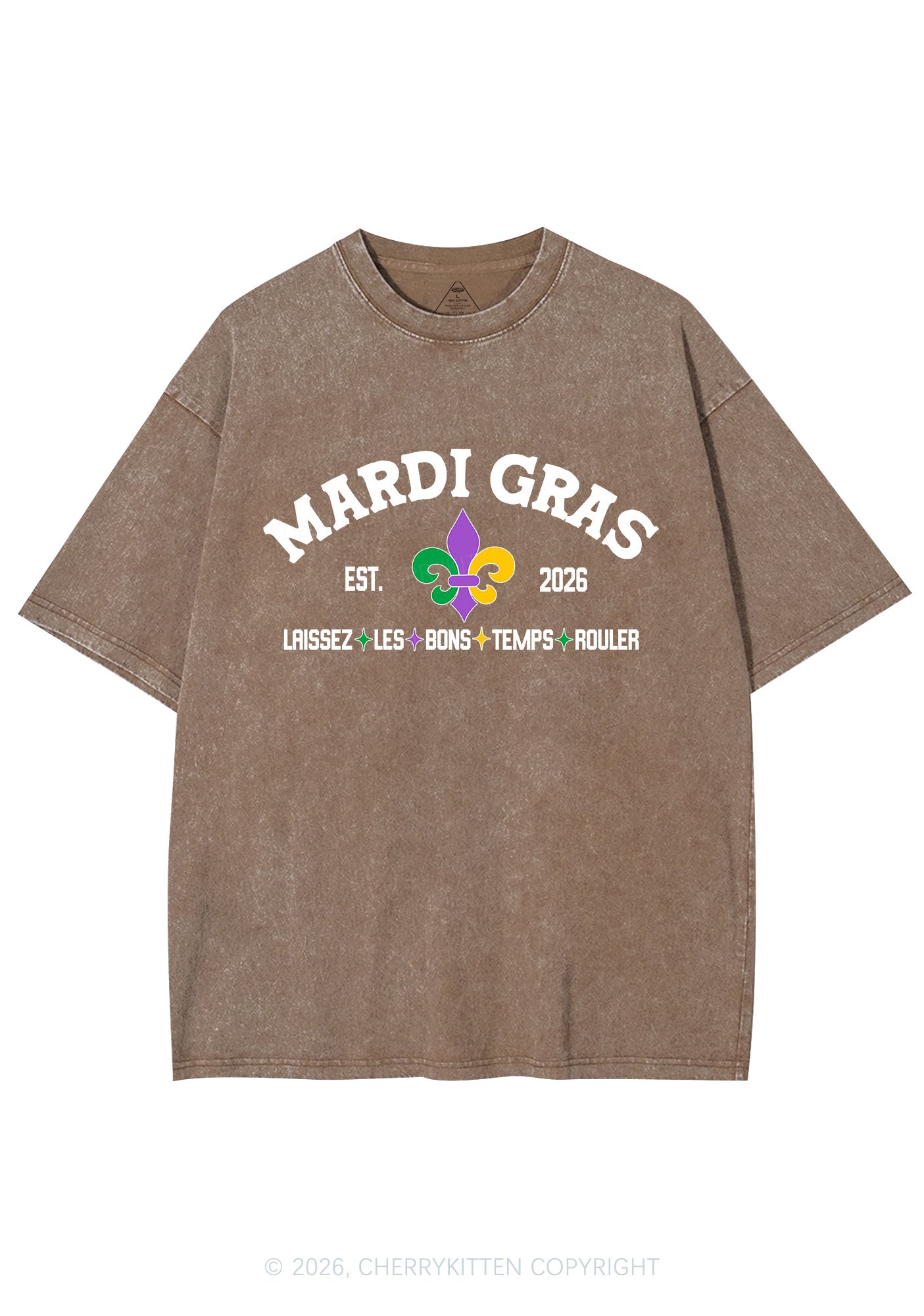 Mardi Gras Laissez Les Bons Temps Rouler Y2K Shirts Washed Tee Cherrykitten