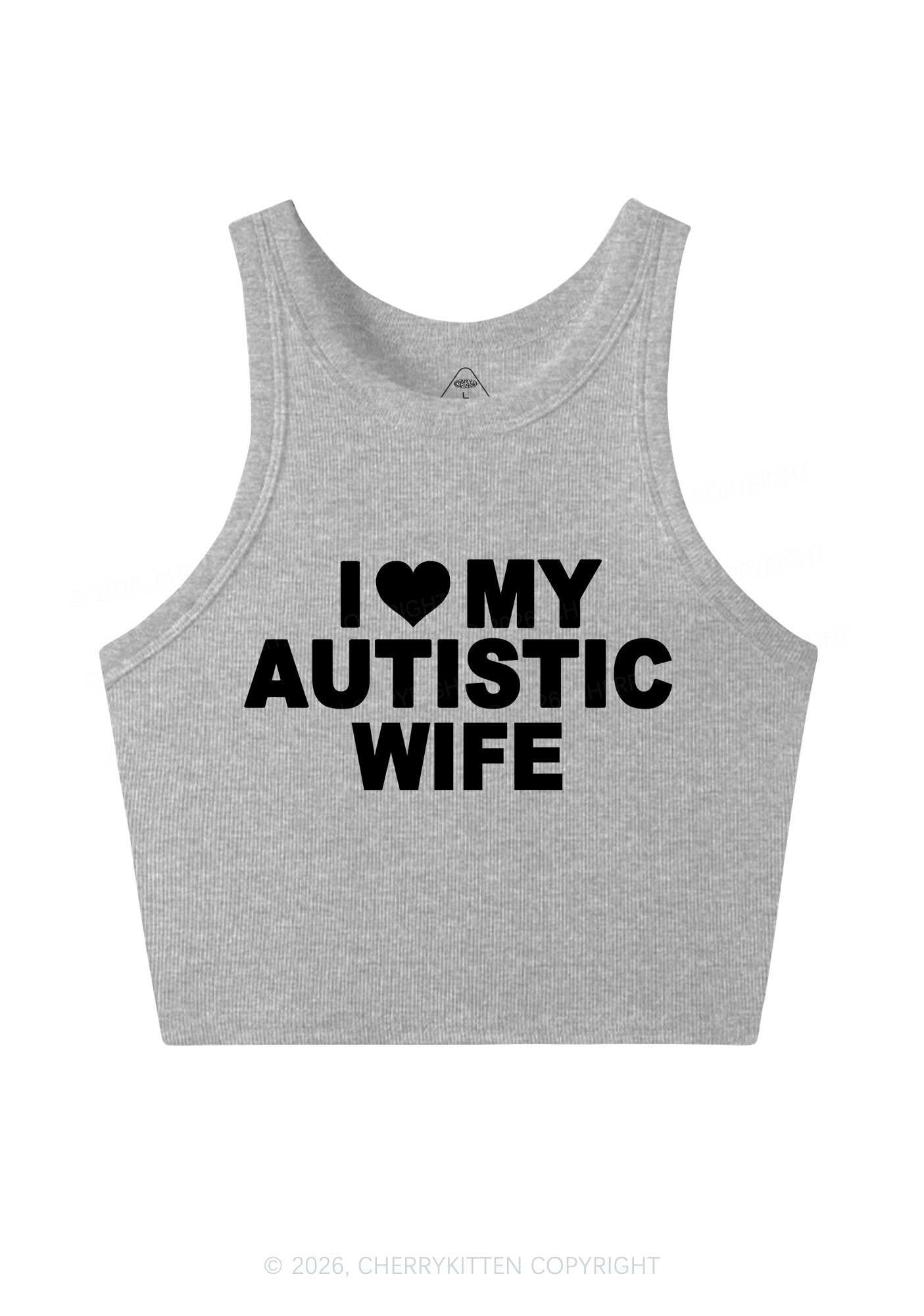 I Love My Autistic Wife Y2K Crop Tank Top Cherrykitten