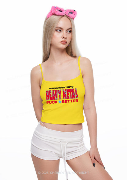 Girls Listen Heavy Metal Y2K Spaghetti Strap Cami Cherrykitten
