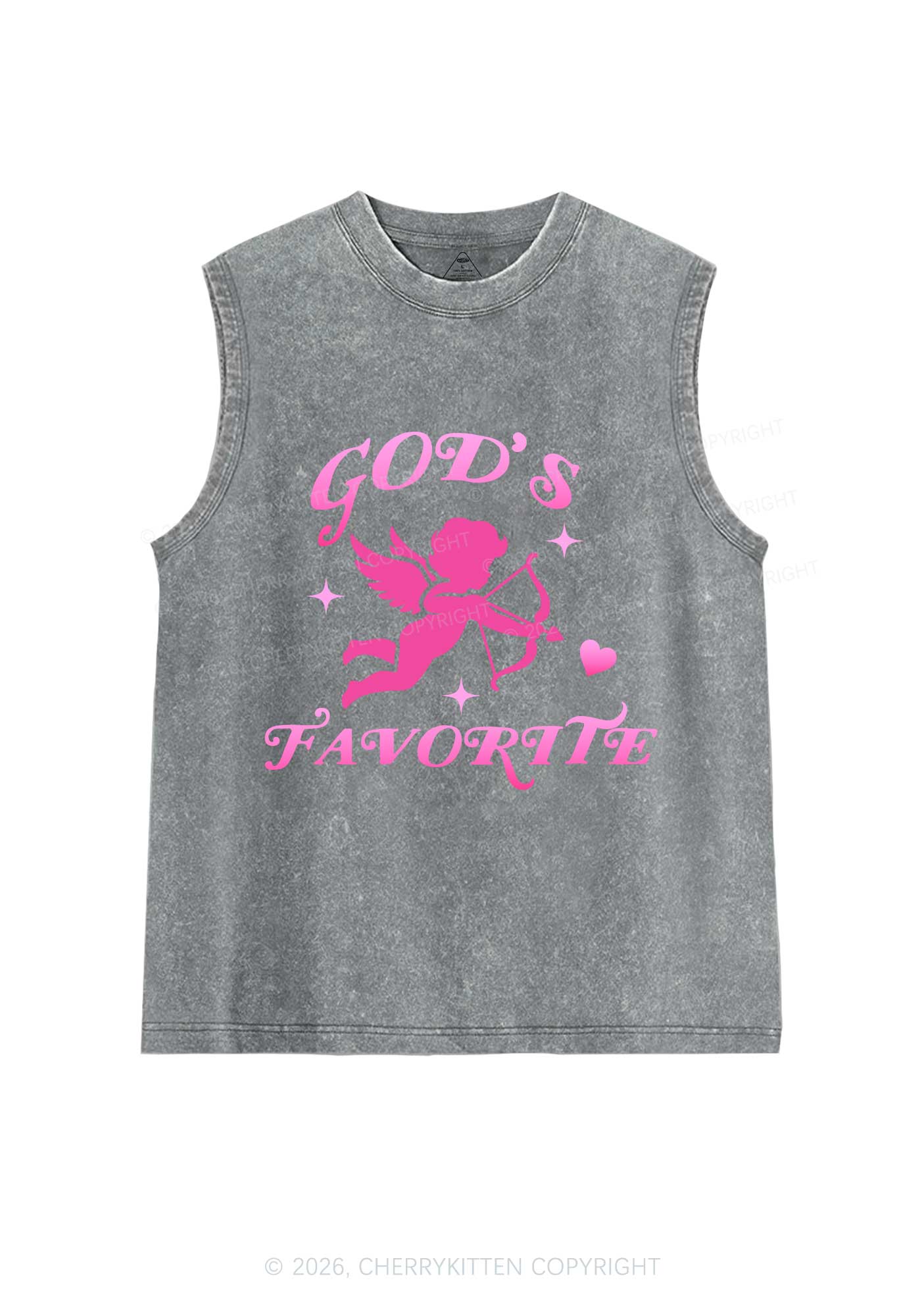 Gods Favorite Cupid Valentine's Day Y2K Washed Muscle Tank Cherrykitten