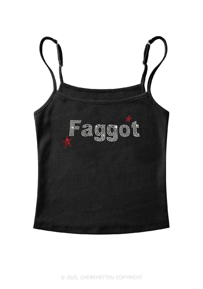 Rhinestone Faggot Pride Y2K Spaghetti Strap Cami Cherrykitten