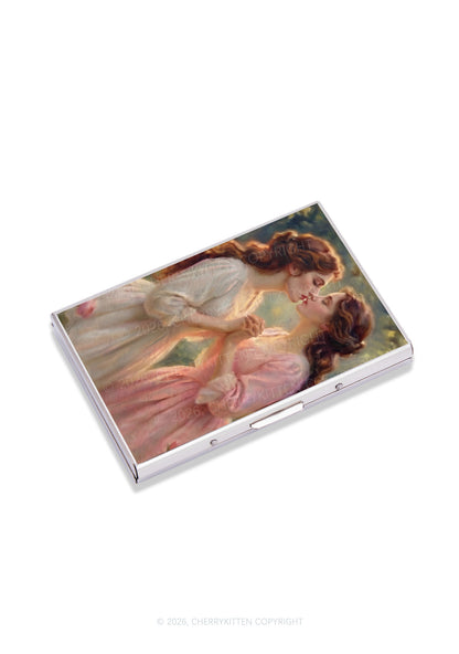Girls Holding Hands Kissing Pride Y2K Mirror Cigarette Case Cherrykitten