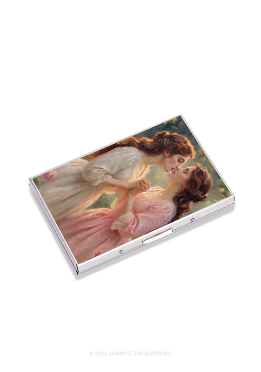 Girls Holding Hands Kissing Pride Y2K Mirror Cigarette Case Cherrykitten