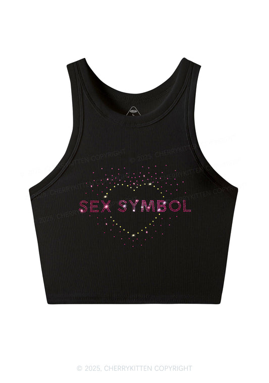 Rhinestone Sx Symbol Y2K Crop Tank Top Cherrykitten