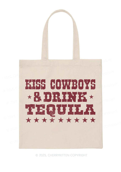 Kiss Cowboys Y2K Canvas Tote Bag Cherrykitten