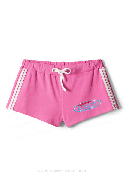 Rhinestone Sexsi Slogan Y2K Drawstring Mini Shorts Cherrykitten