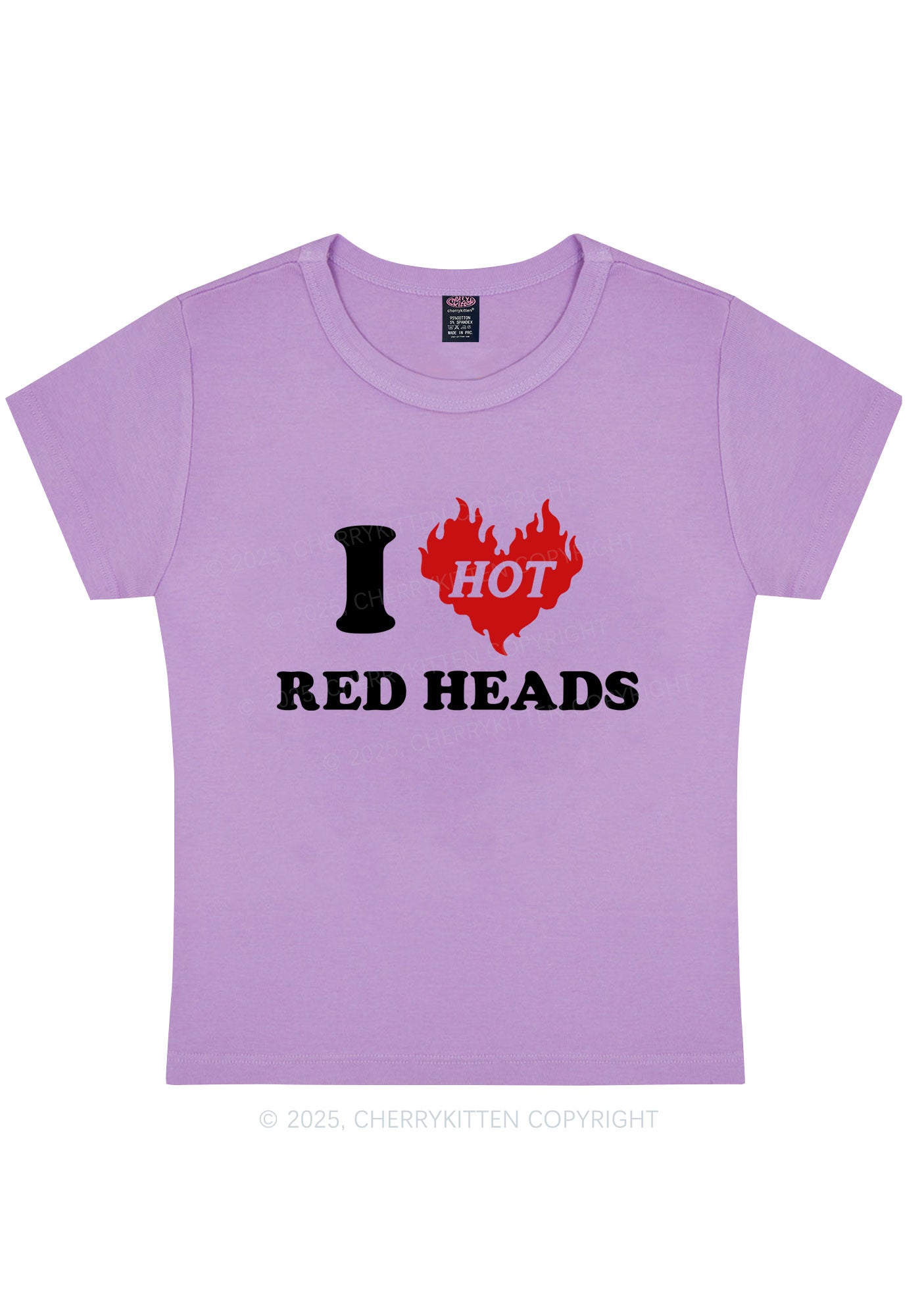 I Love Hot Red Heads Y2K Baby Tee Cherrykitten