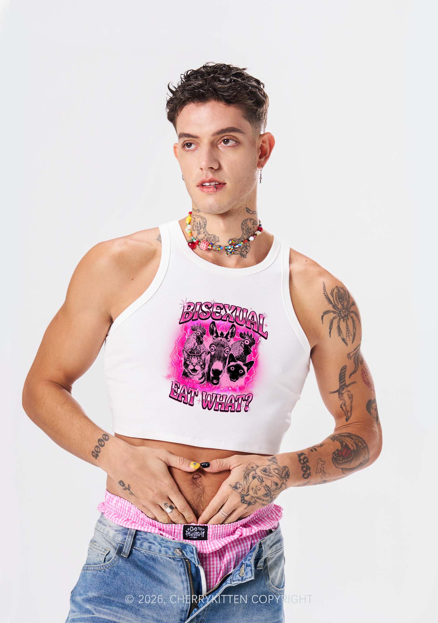 Bisexual Eat What Pride Y2K Crop Tank Top Cherrykitten