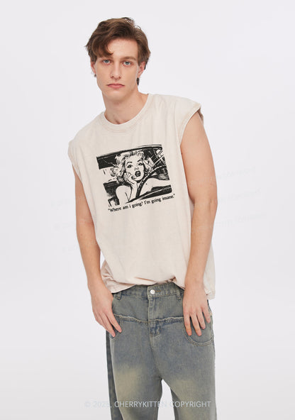 Woman Going Insane Y2K Washed Muscle Tank Cherrykitten