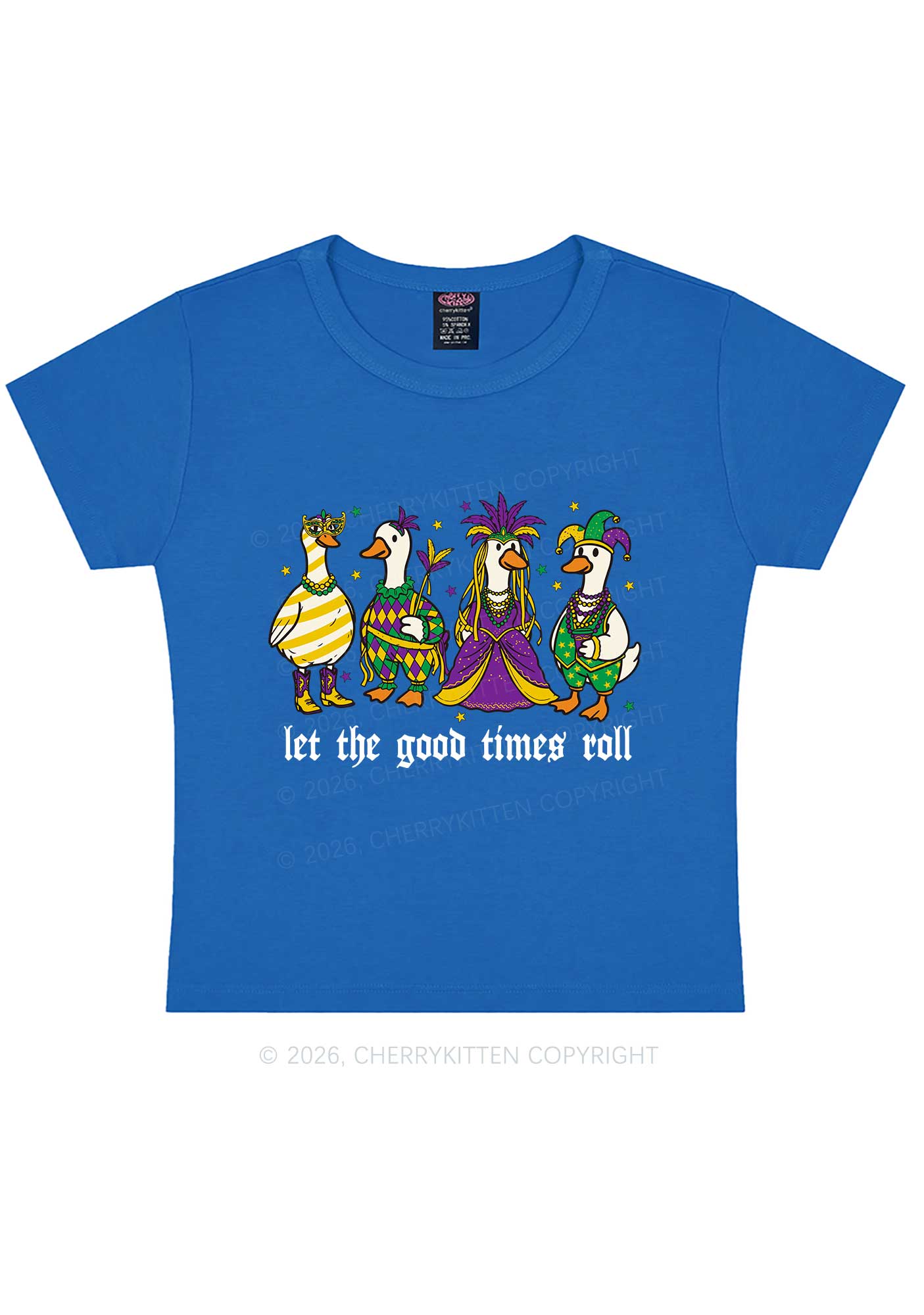 Let The Good Times Roll Y2K Baby Tee Cherrykitten