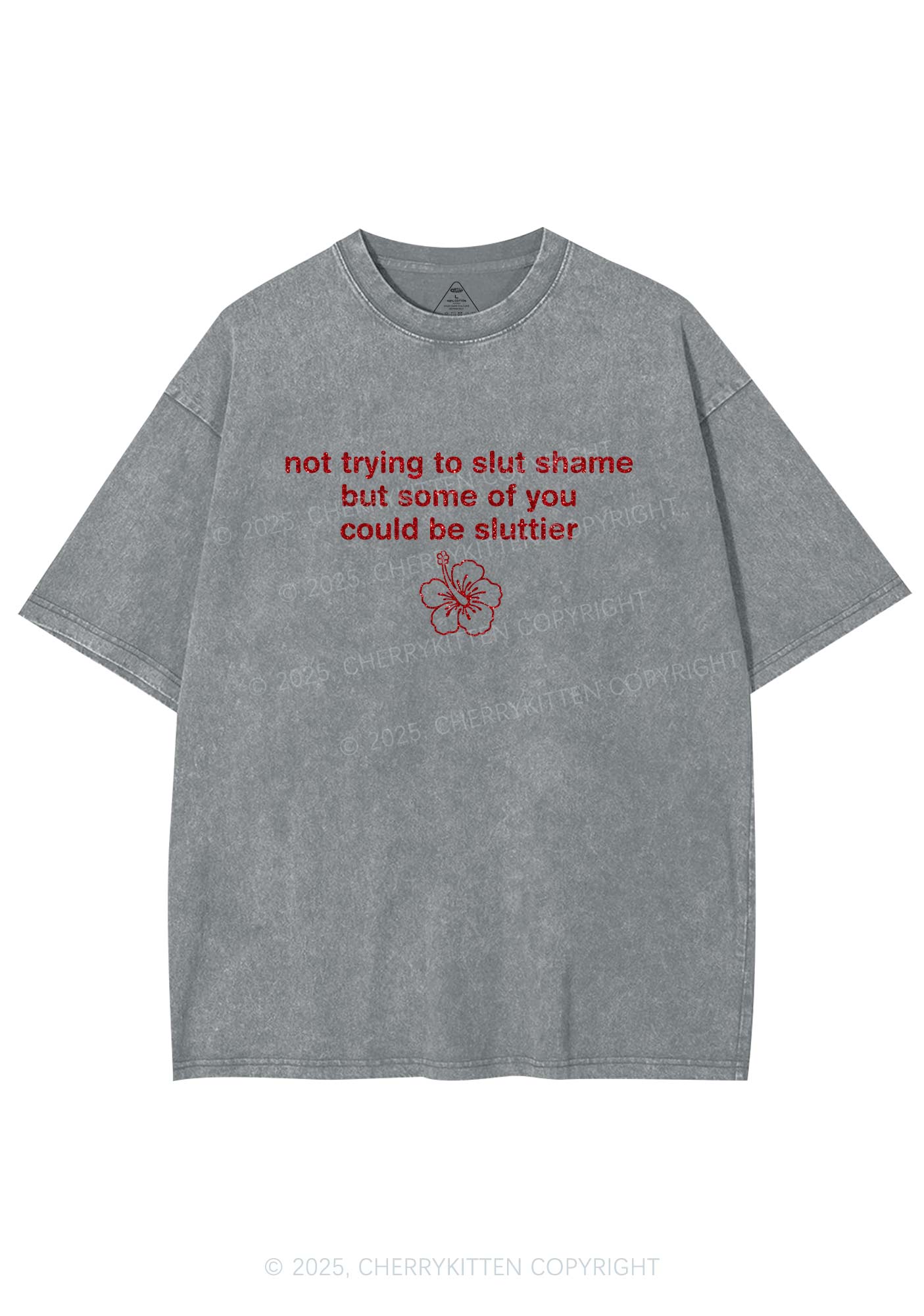 Glitter Not Trying To Slxt Shame Y2K Shirts Washed Tee Cherrykitten