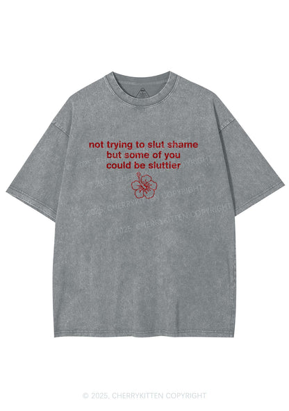 Glitter Not Trying To Slxt Shame Y2K Shirts Washed Tee Cherrykitten