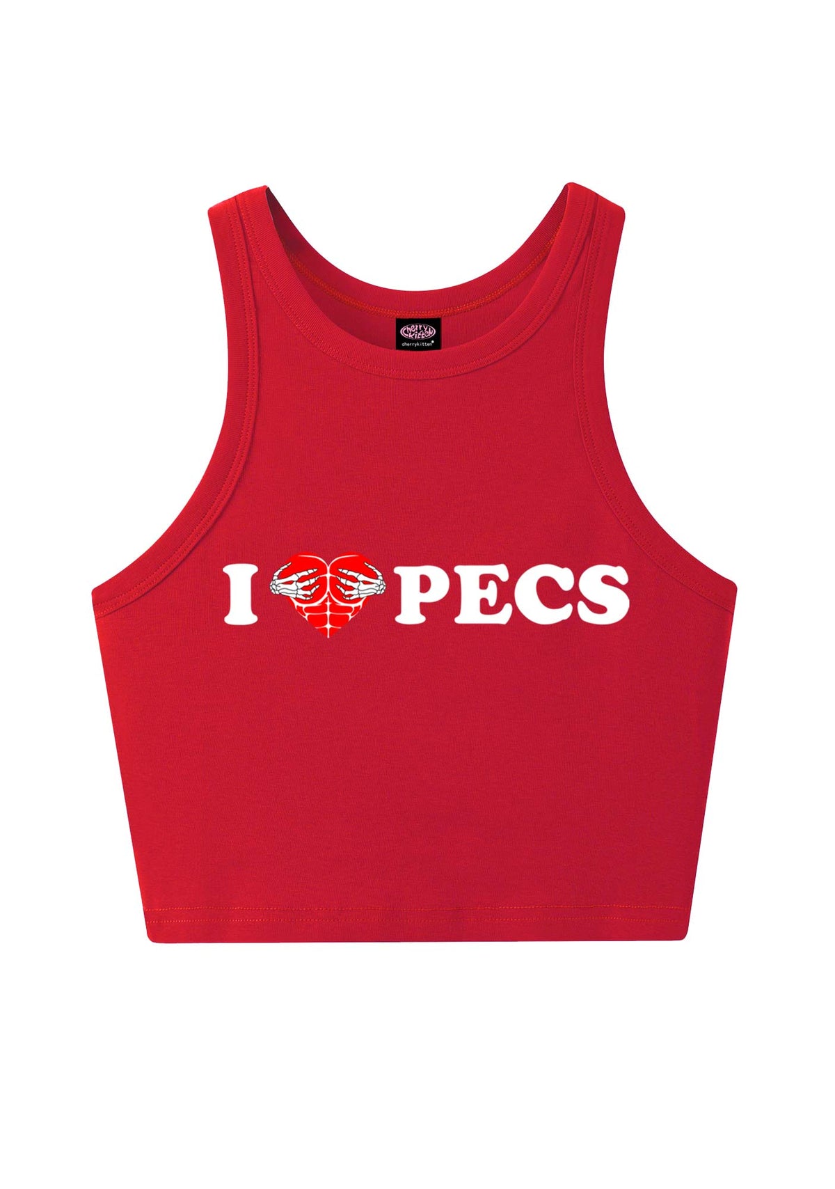 I Love Pecs Y2K Crop Tank Top Cherrykitten
