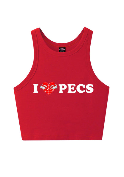 I Love Pecs Y2K Crop Tank Top Cherrykitten