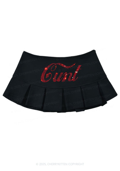 Rhinestone Special Cxxt Y2K Mini Pleated Skirts Cherrykitten