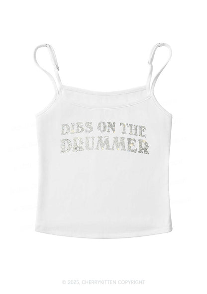 Rhinestone Dibs On The Drummer Y2K Spaghetti Strap Cami Cherrykitten