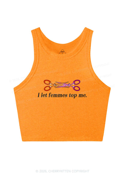 I Let Femmes Top Me Scissors Pride Y2K Crop Tank Top Cherrykitten