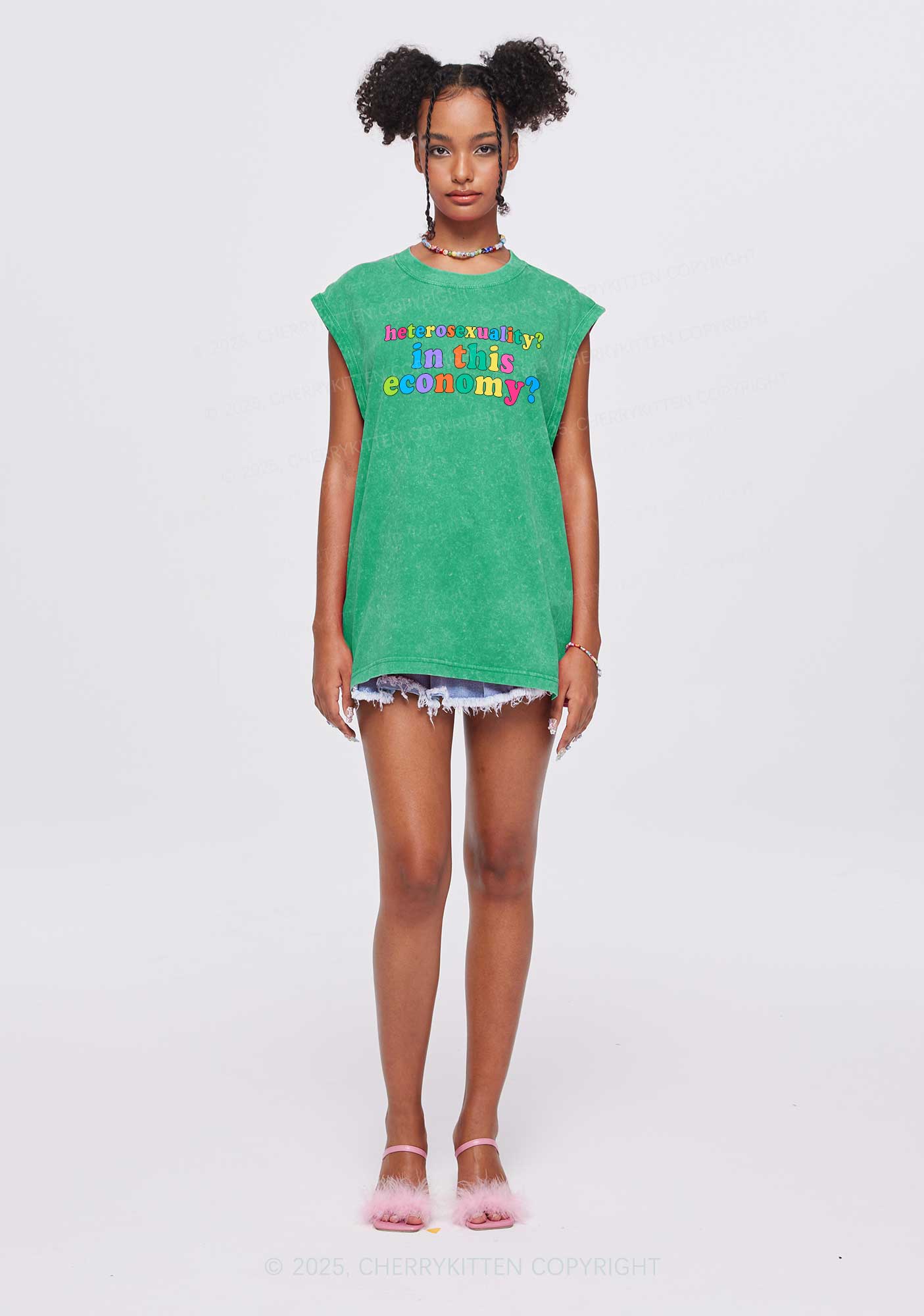 Heterosexuality In This Economy Pride Y2K Washed Muscle Tank Cherrykitten