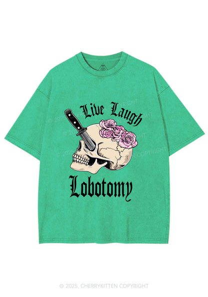 Live Laugh Lobotomy Skull Y2K Shirts Washed Tee Cherrykitten