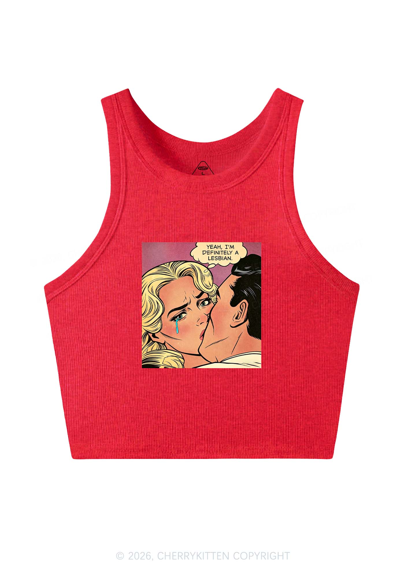 Im Definitely A Lesbian Pride Y2K Crop Tank Top Cherrykitten