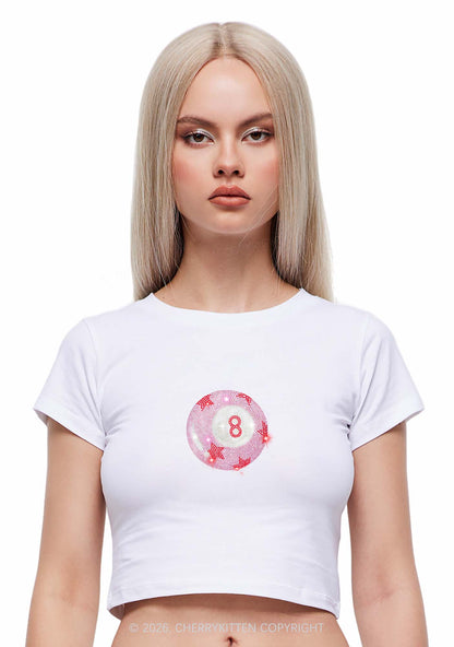 Rhinestone Pink Eight Ball Star Y2K Baby Tee Cherrykitten
