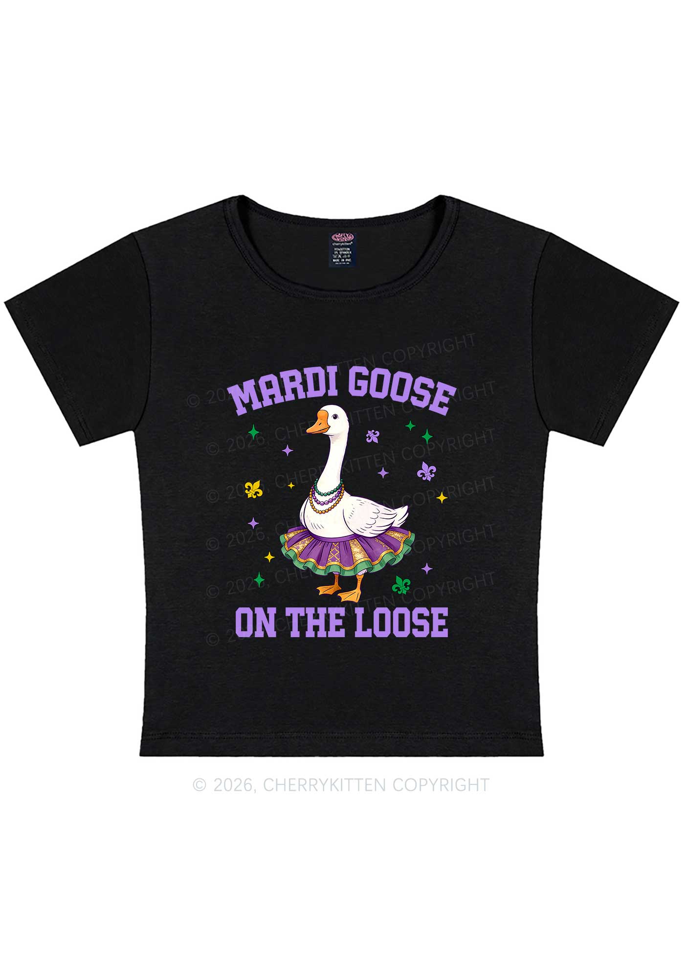 Mardi Gras Goose Y2K Baby Tee Cherrykitten