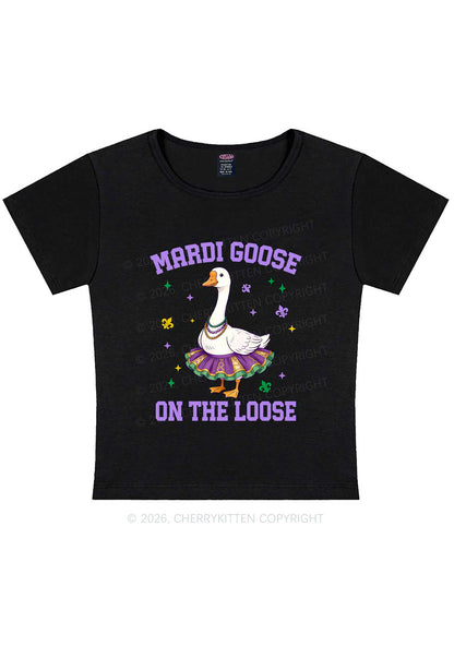 Mardi Gras Goose Y2K Baby Tee Cherrykitten