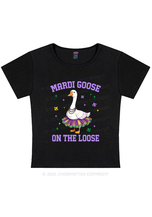Mardi Gras Goose Y2K Baby Tee Cherrykitten