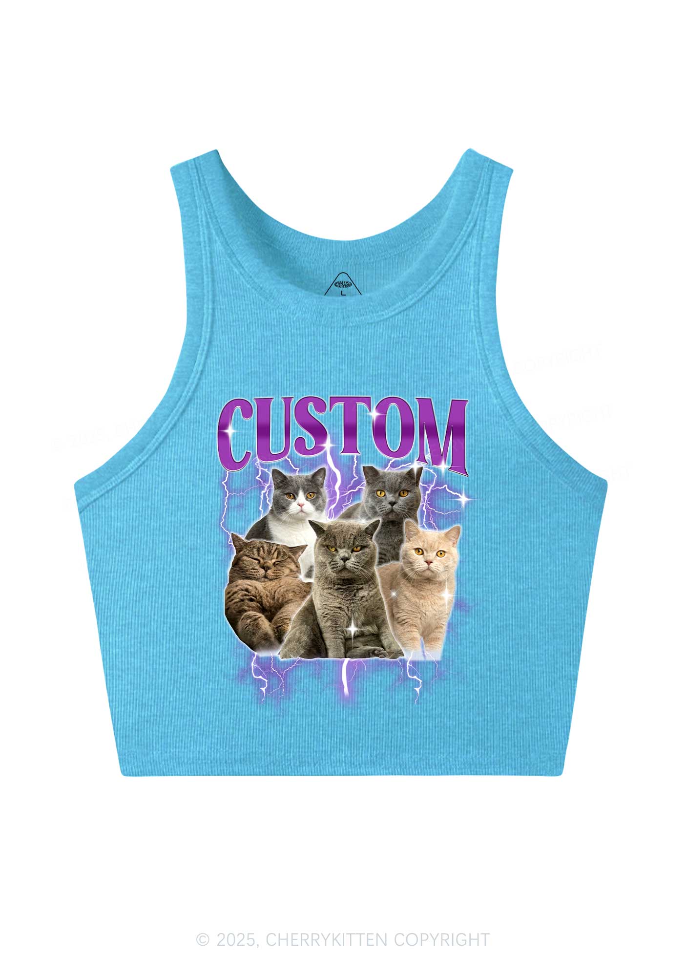 Custom Collage Pet Photo Y2K Crop Tank Top Cherrykitten
