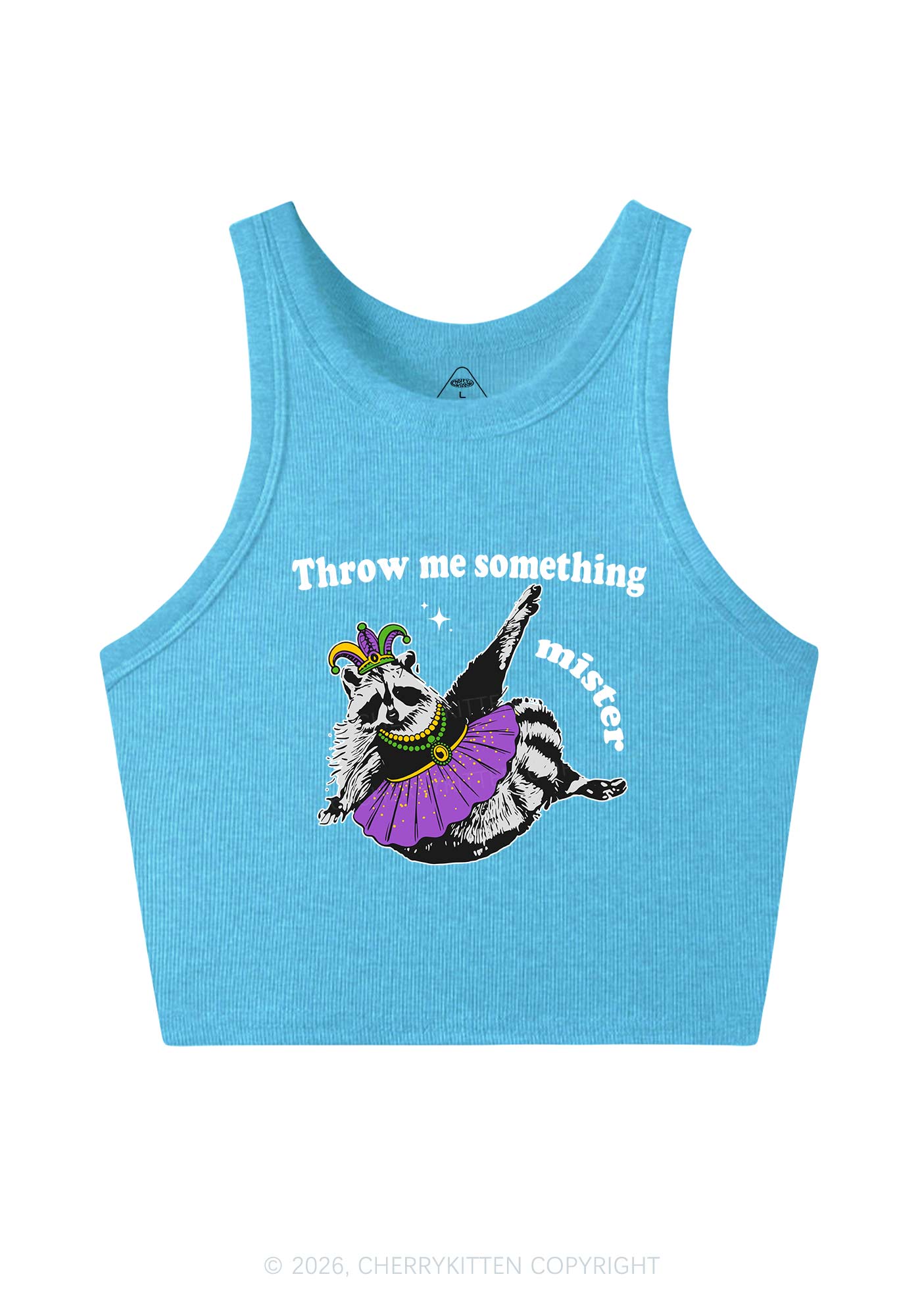 Throw Me Something Mister Raccoon Y2K Crop Tank Top Cherrykitten