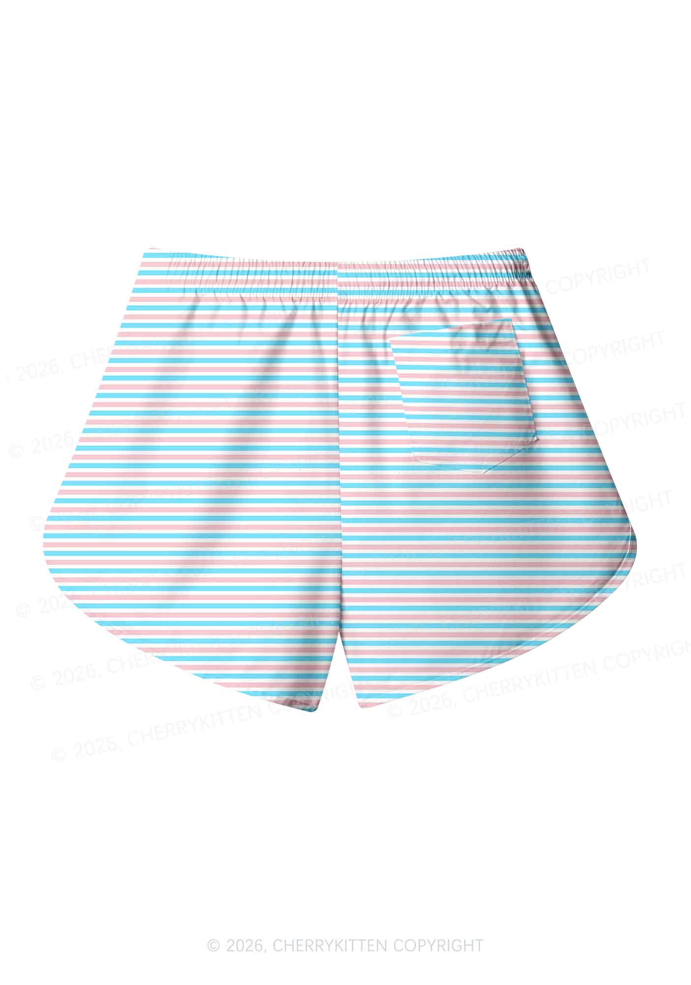 Trans Stripes Pride Y2K Print Men Beach Shorts Cherrykitten