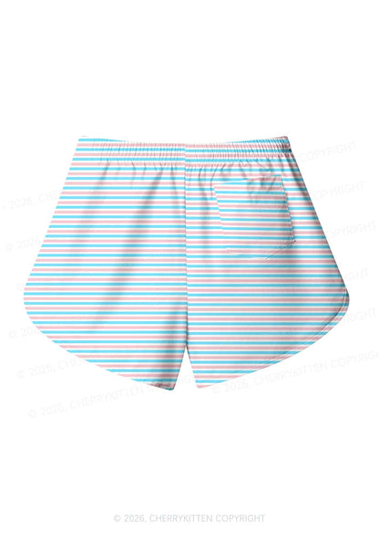 Trans Stripes Pride Y2K Print Men Beach Shorts Cherrykitten