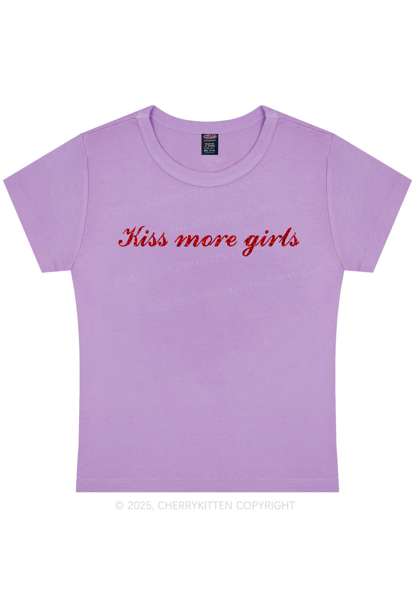 Glitter Kiss More Girls Pride Y2K Baby Tee Cherrykitten