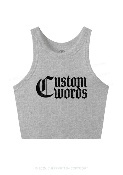 Custom Text Gothic Font Y2K Crop Tank Top Cherrykitten