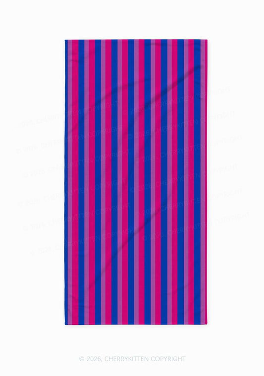 Bisexual Flag Stripe Pride Y2K Beach Towel Cherrykitten