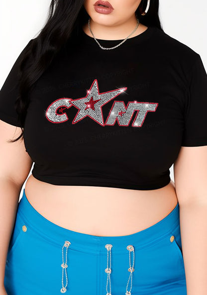 Curvy Rhinestone Star Cxxt Y2K Baby Tee Cherrykitten