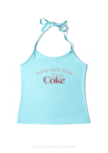 Rhinestone Pretty Girls Drink Diet Coke Y2K Halter Neck Cami Cherrykitten