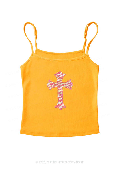Rhinestone Pink Cross Y2K Spaghetti Strap Cami Cherrykitten